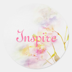 Sticker Rond arrière - plan floral avec des fleurs d'aquarelle