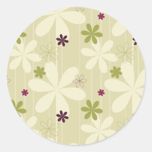 Sticker Rond Arrière - plan floral rétro