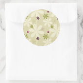 Sticker Rond Arrière - plan floral rétro (Sac)