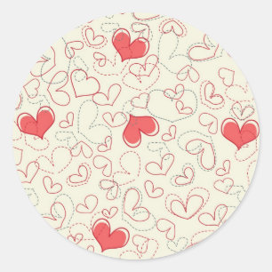 Sticker Rond Arrière - plan mignon de coeurs