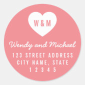 Sticker Rond Arrière - plan modifiable couleur Monogramme Adres (Devant)