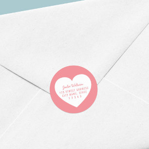 Sticker Rond Arrière - plan modifiable de coeur Couleur Adresse