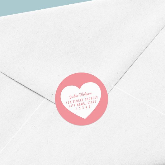 Sticker Rond Arrière - plan modifiable de coeur Couleur Adresse