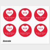 Sticker Rond Arrière - plan modifiable Monogramme Coeur Mariage (Feuille)