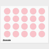 Sticker Rond Arrière - plan Motif Retro Pink En vichy (Feuille)