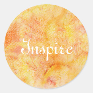 Sticker Rond Arrière - plan orange d'aquarelle