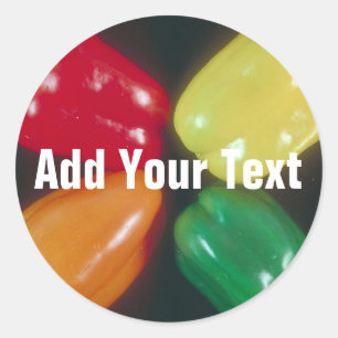 Sticker Rond Arrière - plan Peppers pour texte personnalisé