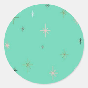 Sticker Rond Arrière - plan Retro Stars
