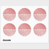 Sticker Rond Arrière - plan rose et blanc avec dentelle noire (Feuille)