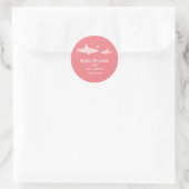 Sticker Rond Arrière - plan rose uni aux requins mignons | BABY (Sac)