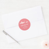 Sticker Rond Arrière - plan rose uni aux requins mignons | BABY (Enveloppe)