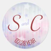 Sticker Rond Arrière - plan rouge blanc et bleu premier initial (Devant)