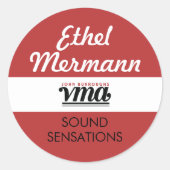 Sticker Rond Arrière - plan rouge JBHS VMA avec script blanc (Devant)