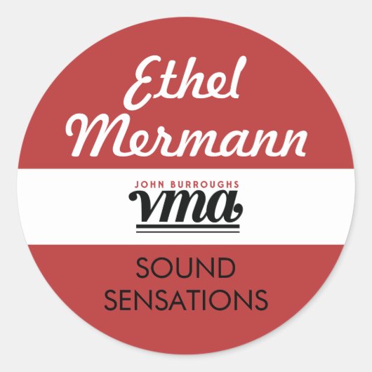 Sticker Rond Arrière - plan rouge JBHS VMA avec script blanc (Devant)