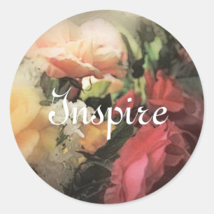 Sticker Rond arrière - plan vibrant vintage floral d'art avec
