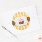 Sticker Rond Arrière - plan vintage Cupcake (Enveloppe)