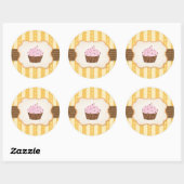Sticker Rond Arrière - plan vintage Cupcake (Feuille)