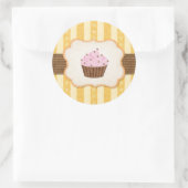 Sticker Rond Arrière - plan vintage Cupcake (Sac)