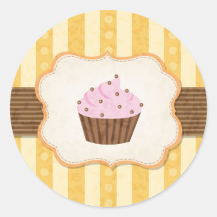 Sticker Rond Arrière - plan vintage Cupcake
