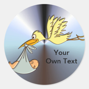 Sticker Rond Arrivée du nouveau-né - Une livraison de cigogne v