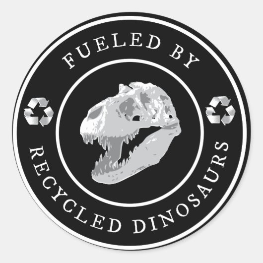 Sticker Rond Arrondi alimenté par des dinosaures Recyclés - Bla (Devant)