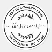 Sticker Rond Arrondi moderne Adresse de retour manuscrit (Devant)