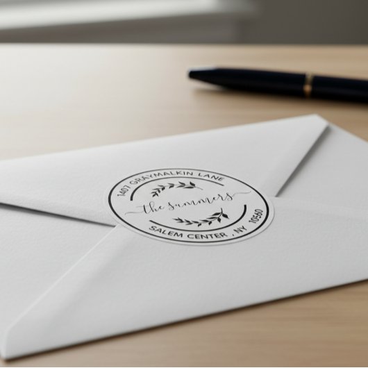 Sticker Rond Arrondi moderne Adresse de retour manuscrit