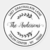 Sticker Rond Arrondi moderne Adresse de retour manuscrite Éléga (Devant)