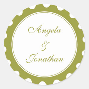Sticker Rond Arrondi pétale vert mariage faveur nom tag étiquet