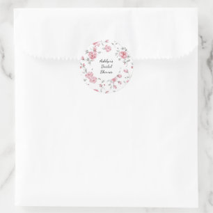 Sticker Rond Arrose florale de roses roses pour une baby shower