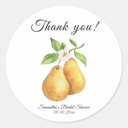 Sticker Rond Arrosoir Mariage Remerciement Poire Parfaite (Devant)