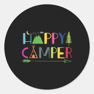 Sticker Rond Arrow Camper Happy Summer Camp Camping Cadeaux Hom