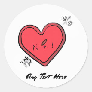 Sticker Rond Arrow moderne & Coeur Valentines Fête Favoriser