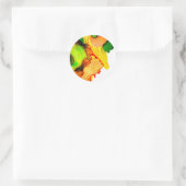 Sticker Rond art Abstrait alcool encre jaune vert (Sac)