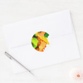 Sticker Rond art Abstrait alcool encre jaune vert (Enveloppe)