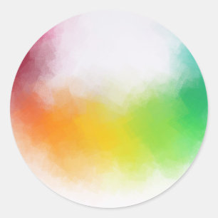 Sticker Rond Art Abstrait Blanc Modèle Rouge Jaune orange