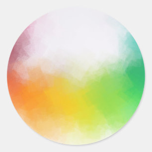 Sticker Rond Art Abstrait coloré Blanc Modèle Jaune Orange
