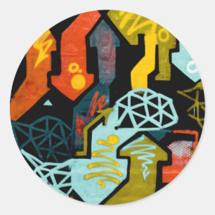 Sticker Rond Art Abstrait des flèches