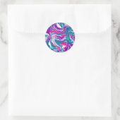 Sticker Rond Art Abstrait en marbre rose et bleu (Sac)