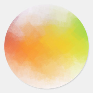 Sticker Rond Art Abstrait Jaune Orange Bleu Vert Rose Rouge