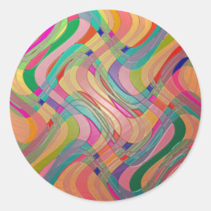 Sticker Rond Art abstrait moderne aspect vitrail coloré