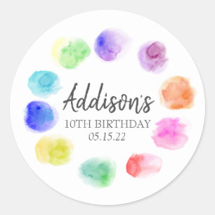 Sticker Rond Art Anniversaire Invitation, Peinture Invitation A