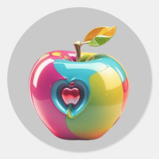 Sticker Rond Art Apple vibrant