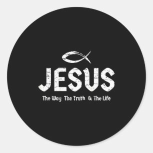Sticker Rond (art au dos) Bible Jean 14_6 Jésus Voie Vérité Vie