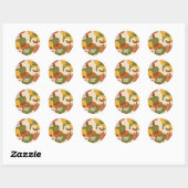 Sticker Rond Art botanique abstrait boho (Feuille)