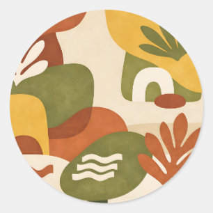 Sticker Rond Art botanique abstrait boho