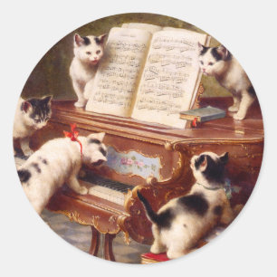 Sticker Rond Art Chat : Art Vintage Imprimer : Le Kitten's Cons