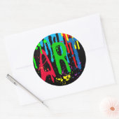 Sticker Rond ART couleur peinture drôle noir (Enveloppe)