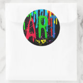 Sticker Rond ART couleur peinture drôle noir (Sac)