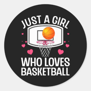 Sticker Rond Art De Basketball Amusant Pour Fille Femmes Colleg